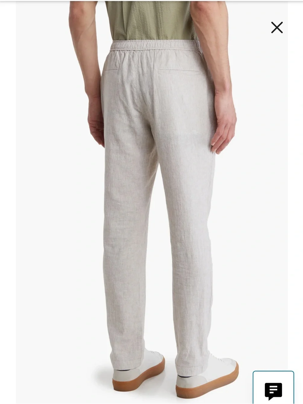 14th & Union Elastic Waist Linen Blend Trim Fit Pants Sz L